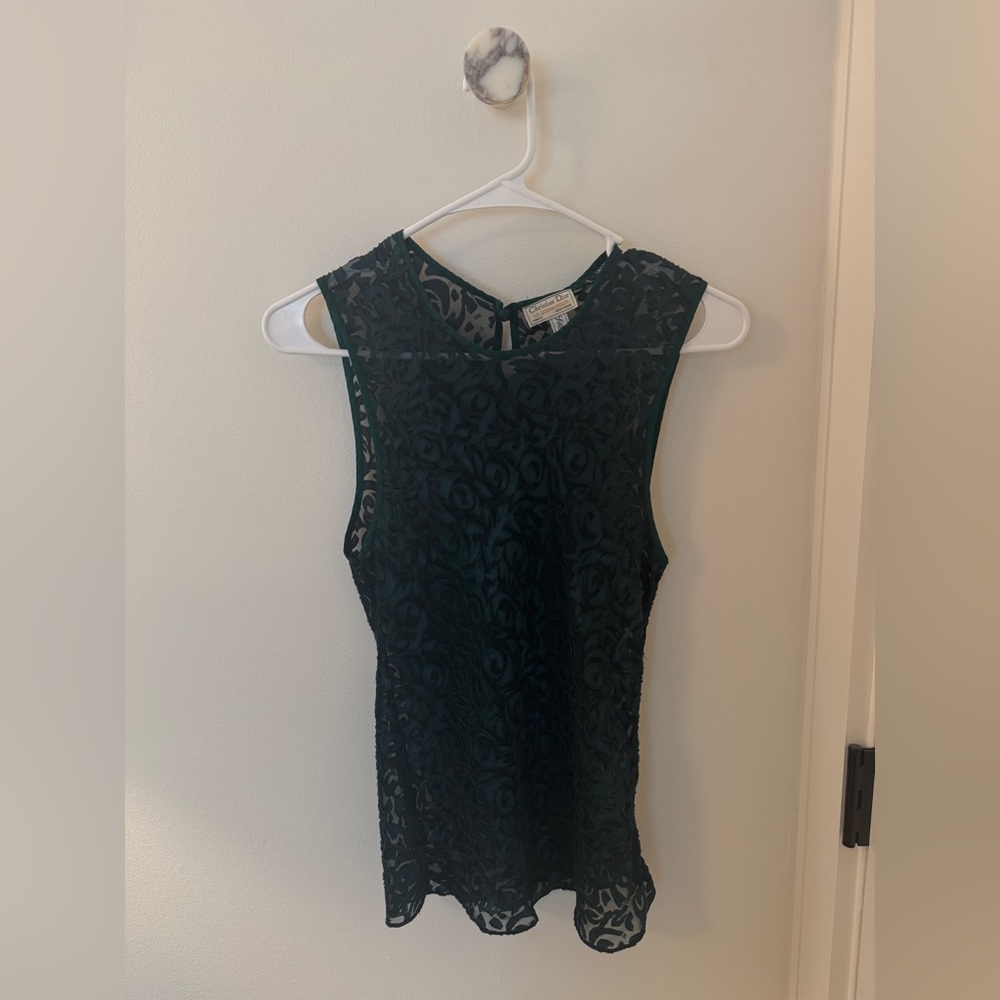 Dior Dark Green See Through Top